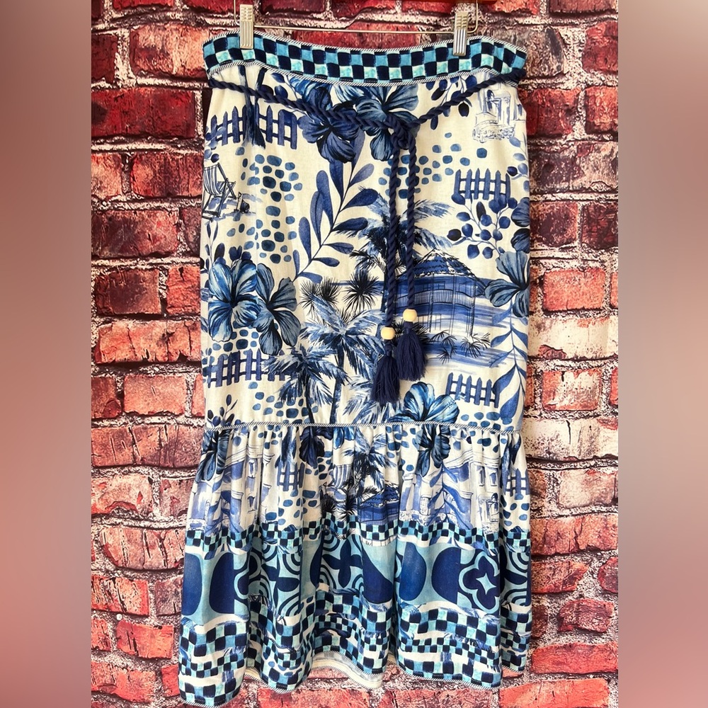 House of Harlow 1960 Blue and White A-Line Skirt